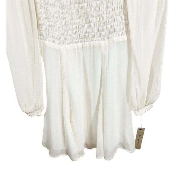 Reformation Honor Mini Dress Flowy Off the Shoulder Size 4 Long Sleeve Ivory - Picture 9 of 12
